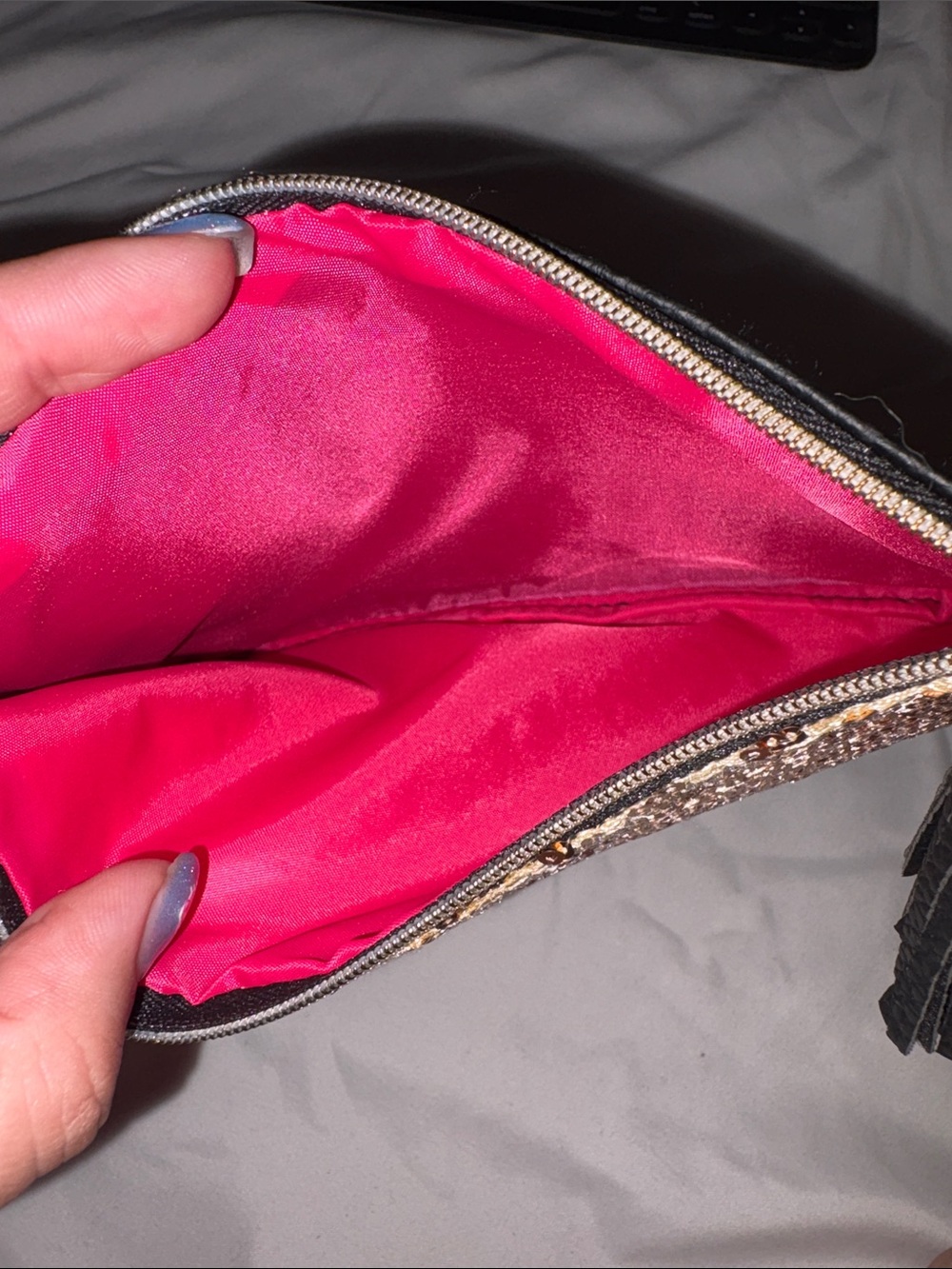 ipsy Sequin Tassel Zip Clutch in Rose Gold - Picture 2 of 3